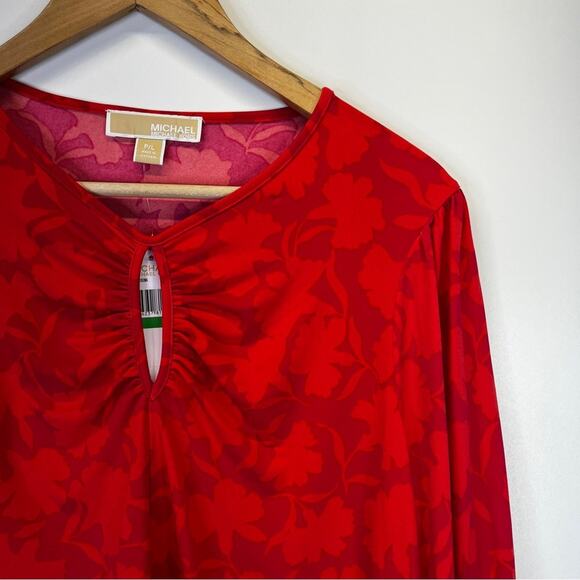 Michael Kors Shadow Fleur Print long sleeve top deep pink - PL - Picture 4 of 11